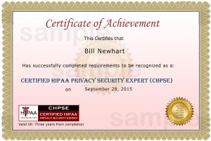 HIPAA Compliance Officer Training Sample Certificate