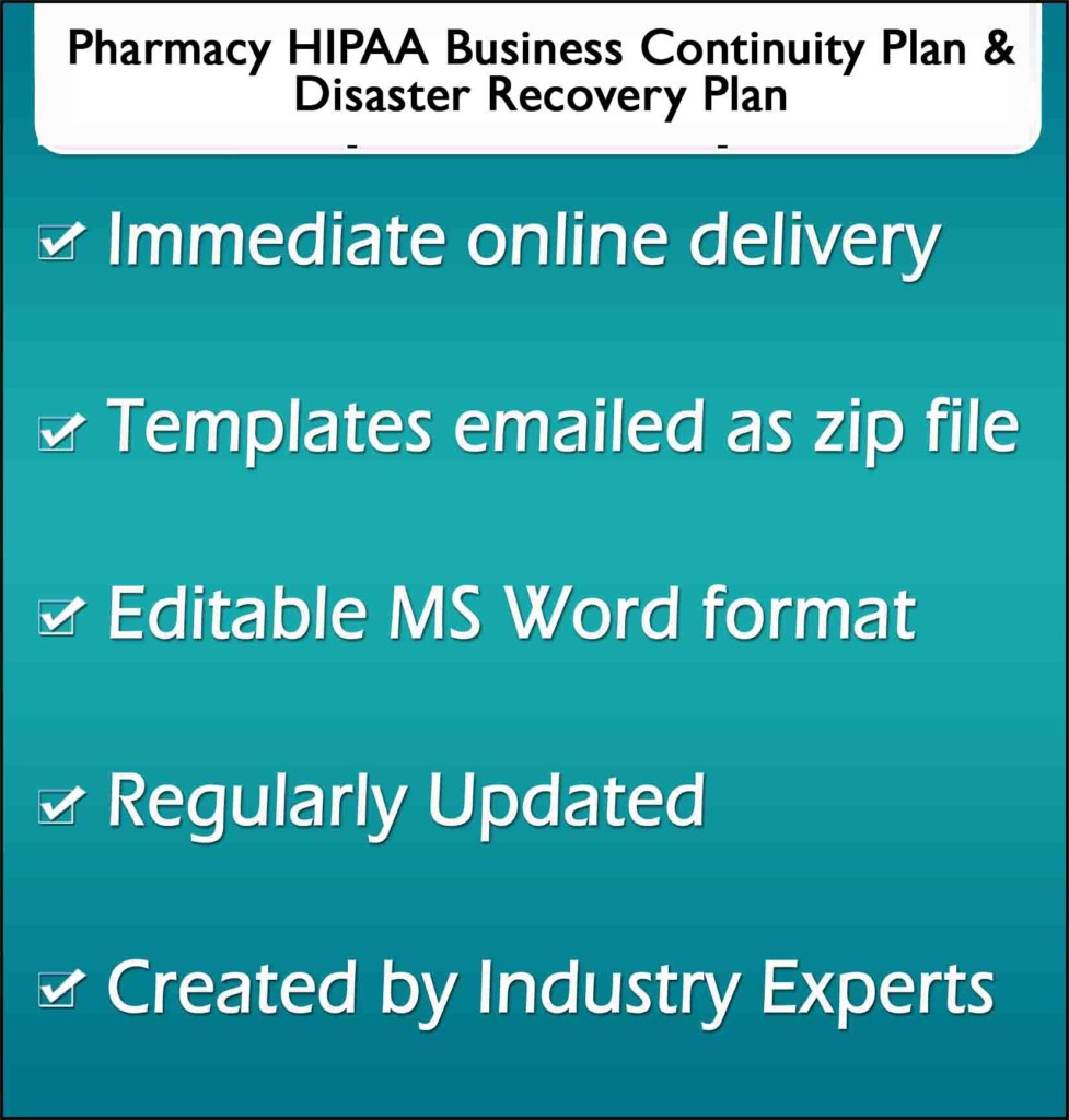 Pharmacy HIPAA Business Continuity Plan (BCP) & Disaster Recovery Plan